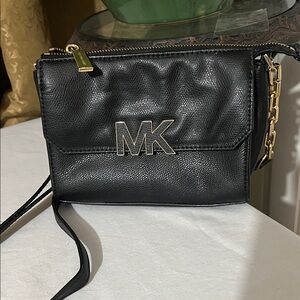 Michael Kors Black Crossbody Bag with Gold Accents